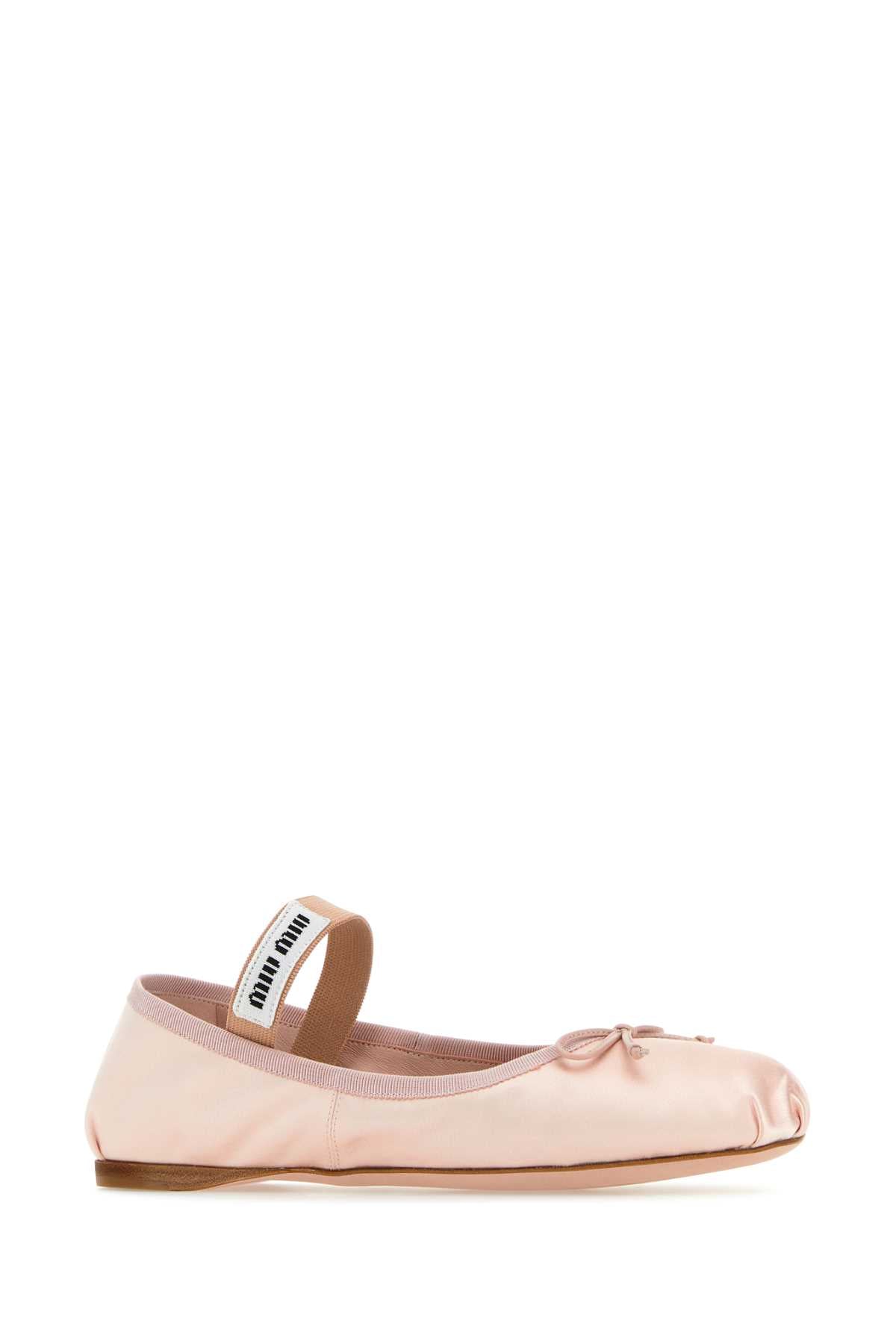 MIU MIU Light Pink Satin Ballerinas