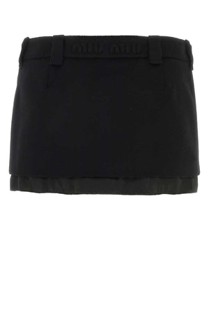 MIU MIU Chic Black Wool Blend Mini Skirt for Women