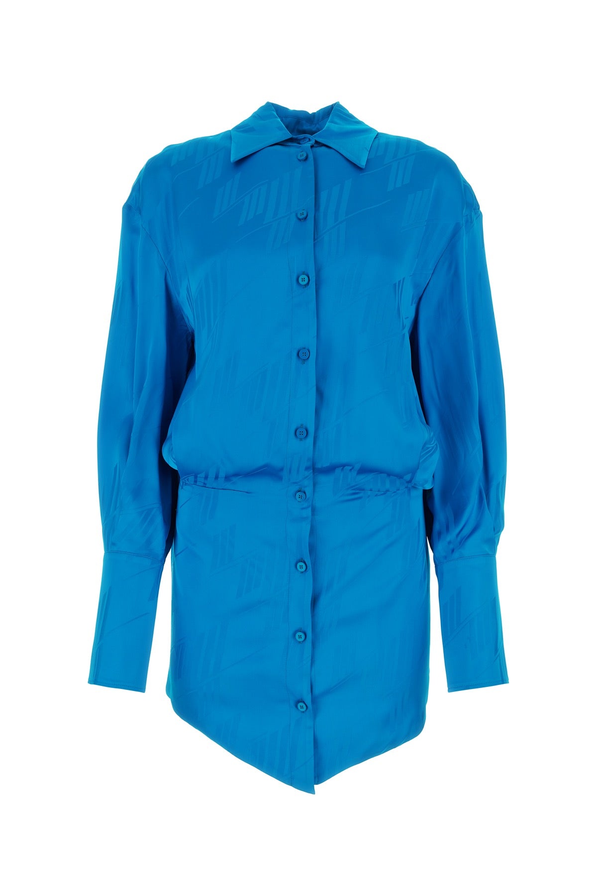 THE ATTICO Chic Turquoise Satin Mini Shirt Dress