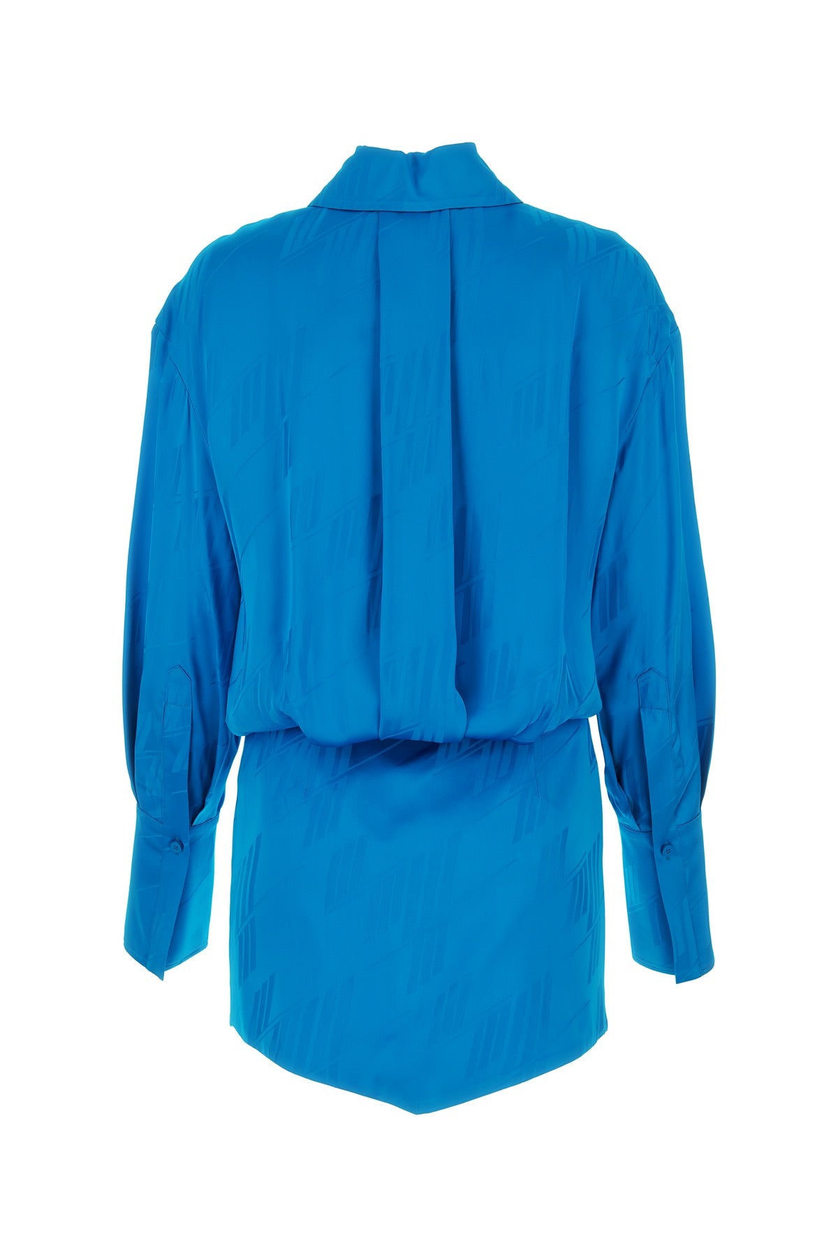 THE ATTICO Chic Turquoise Satin Mini Shirt Dress