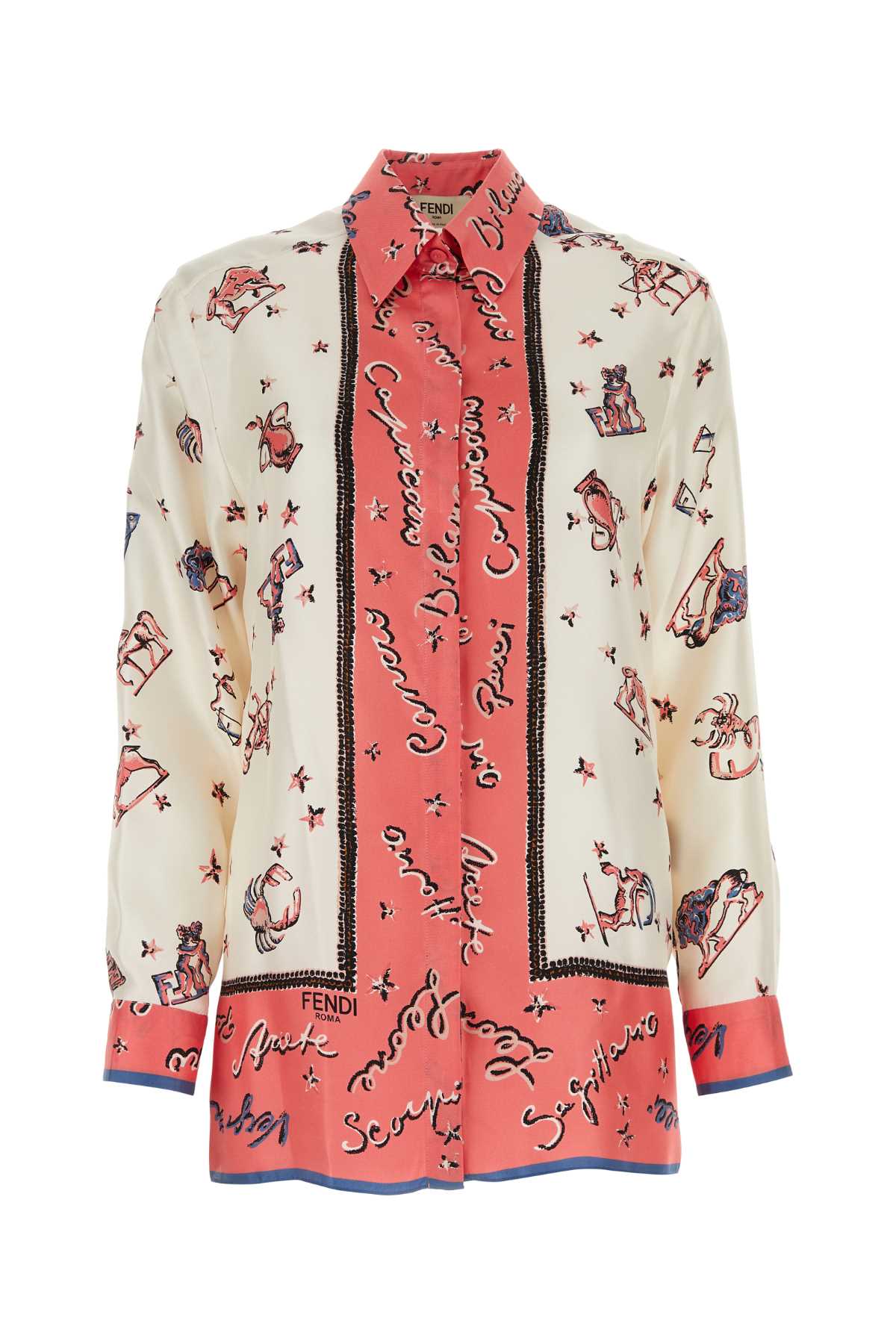 FENDI Silk Printed Button-Up Shirt