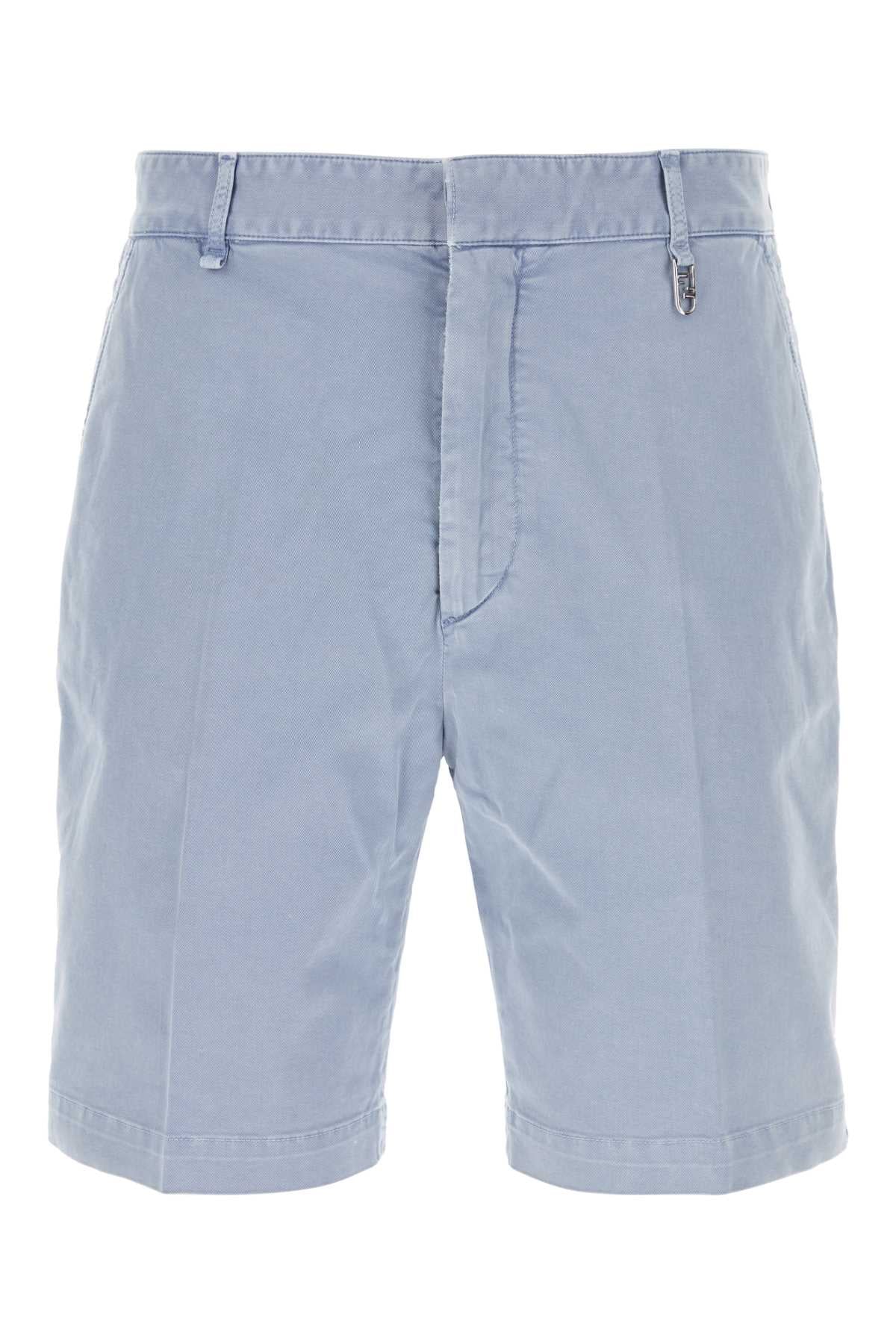 FENDI Stretch Cotton Bermuda Shorts for Summer 2024 - Light Blue