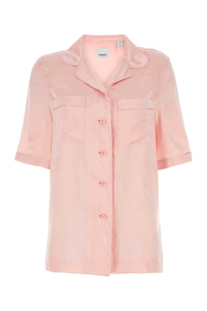 BURBERRY Satin Sleeved Shirt in Pastel Pink