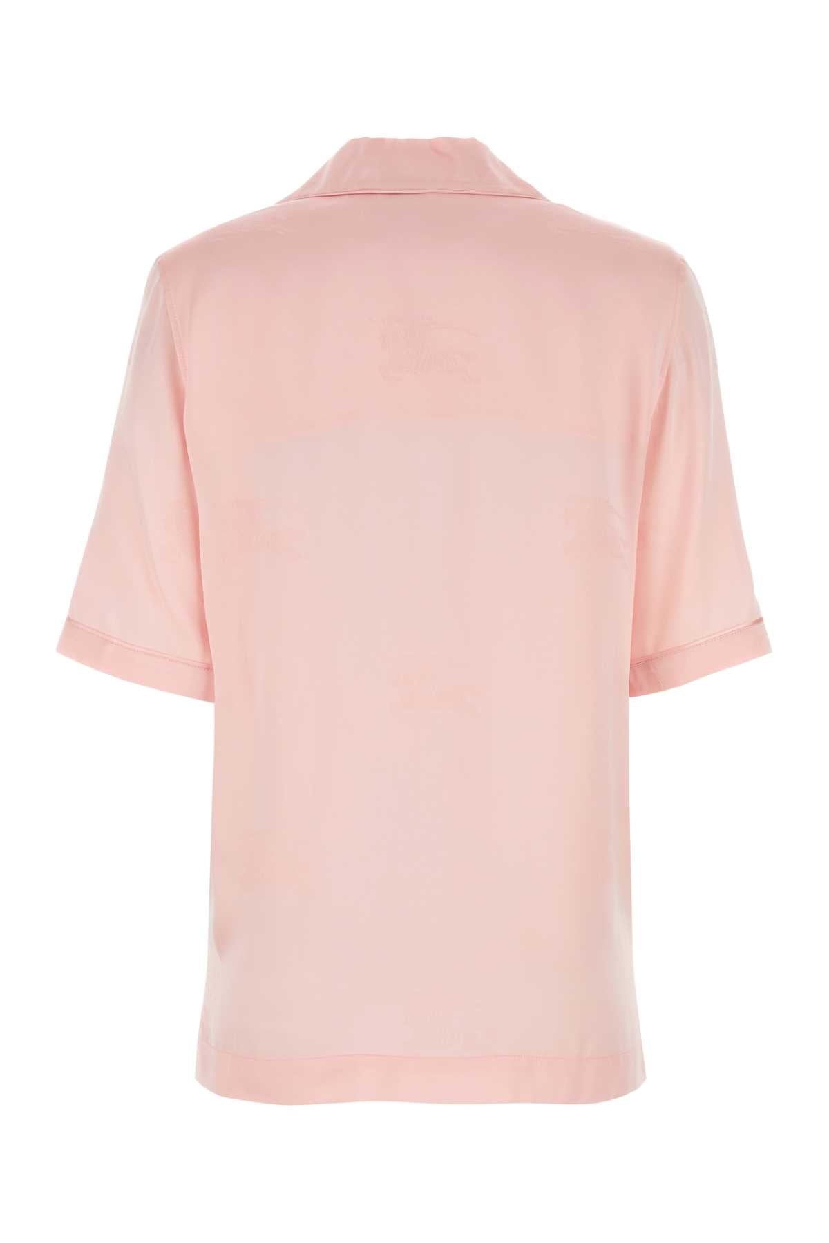 BURBERRY Satin Sleeved Shirt in Pastel Pink