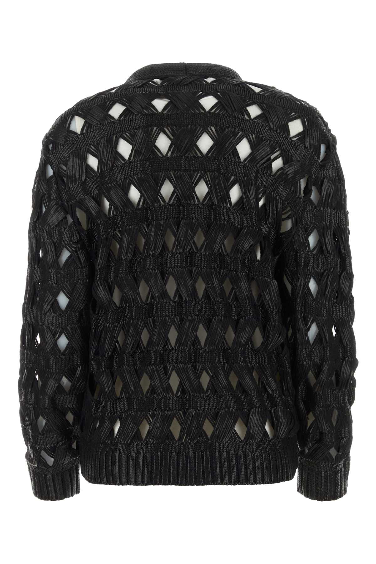 ALBERTA FERRETTI Chic Black Cotton Blend Cardigan