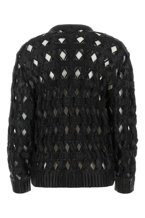 ALBERTA FERRETTI Chic Black Cotton Blend Cardigan