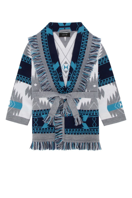 ALANUI KIDS Mini Jacquard Cardigan in White Ice Cloud