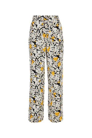 LANVIN Floral Printed Satin Trousers - Women's Size 10