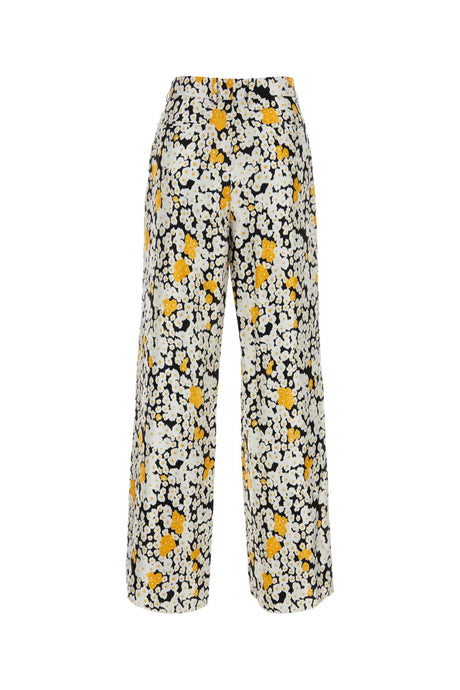 LANVIN Floral Printed Satin Trousers - Women's Size 10