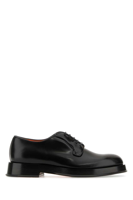 SANTONI Classic Black Lace-Up Shoes for Men