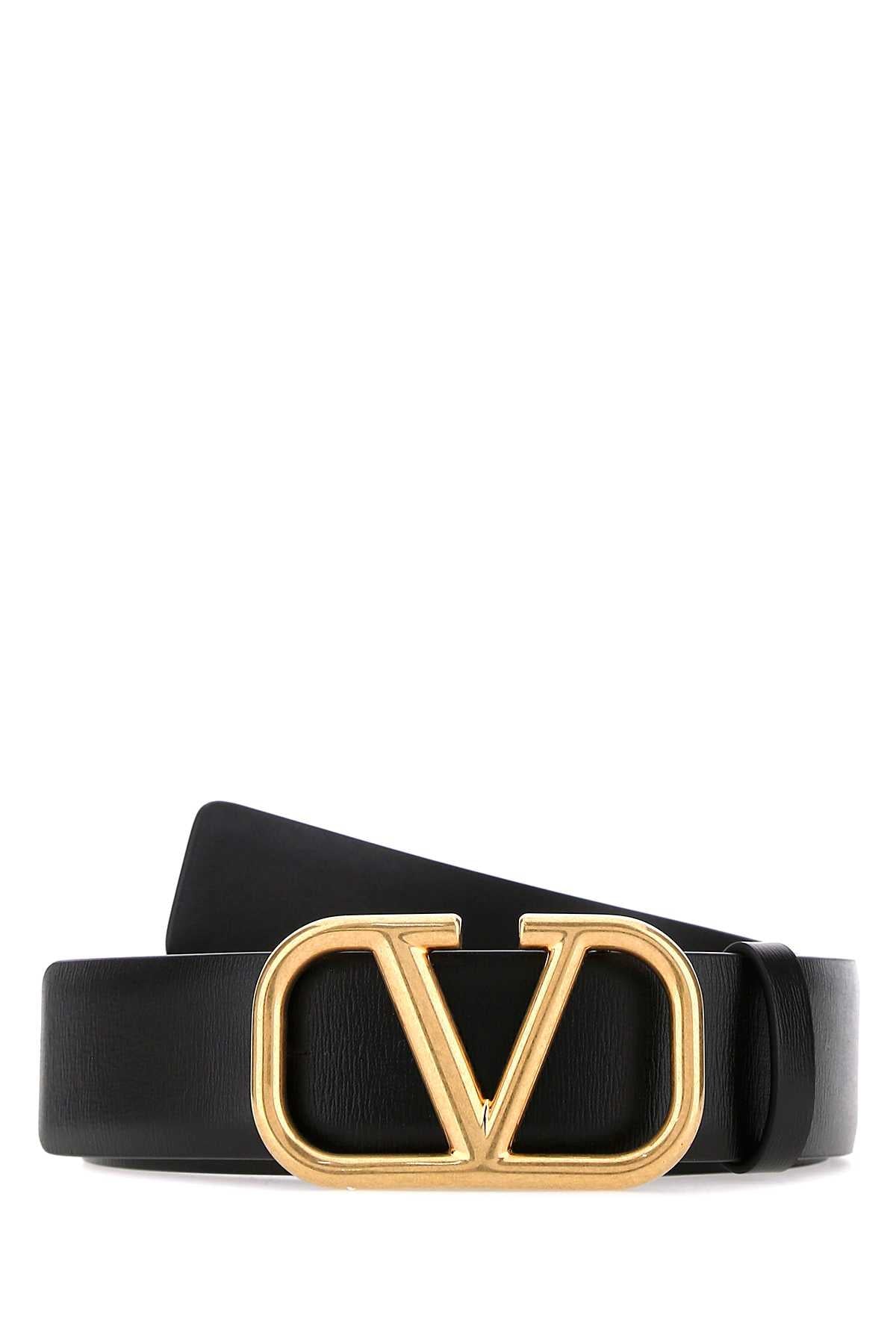 VALENTINO GARAVANI Stylish Black Leather VLogo Belt - 4 cm Height