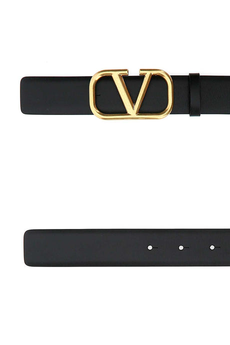 VALENTINO GARAVANI Stylish Black Leather VLogo Belt - 4 cm Height