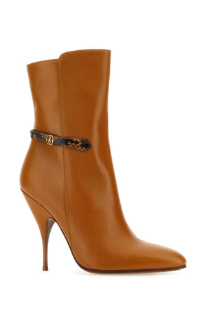 BALLY Elegant Caramel Leather Ankle Boots - 10 cm Heel Height