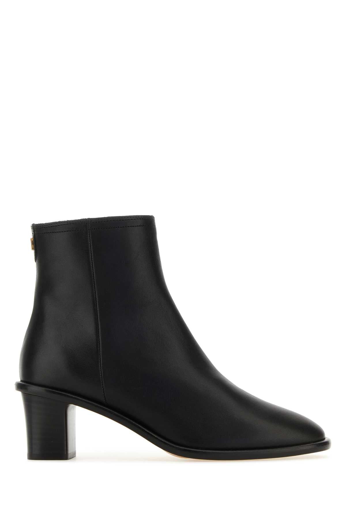 ISABEL MARANT Chic Black Leather Ankle Boots with 6 cm Heel Height