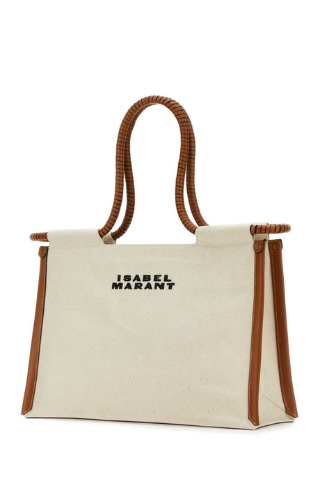 ISABEL MARANT Toledo Melange Ivory Canvas Shopping Handbag - 38cm x 25cm x 11cm