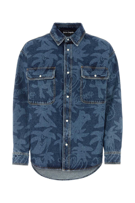 PALM ANGELS Oversized Printed Denim Shirt for Men