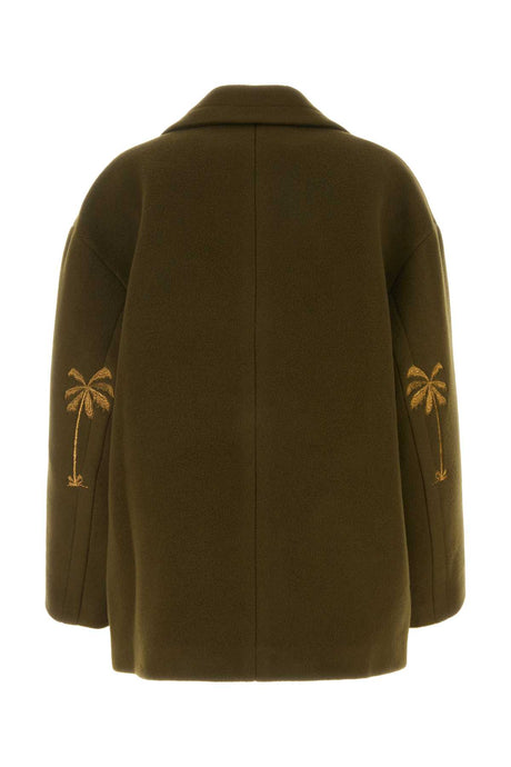 PALM ANGELS Chic Olive Green Felt Jacket