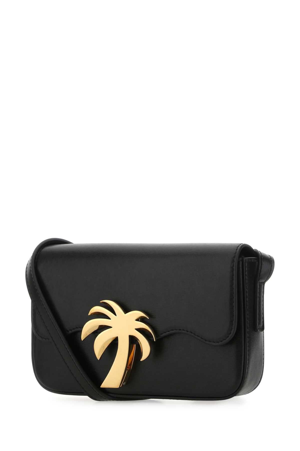 PALM ANGELS Mini Black Leather Crossbody Handbag