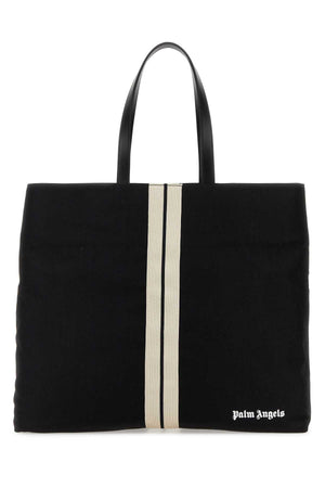 PALM ANGELS Spacious Black Canvas Shopping Handbag - 45cm x 39cm x 16cm