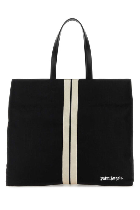 PALM ANGELS Spacious Black Canvas Shopping Handbag - 45cm x 39cm x 16cm