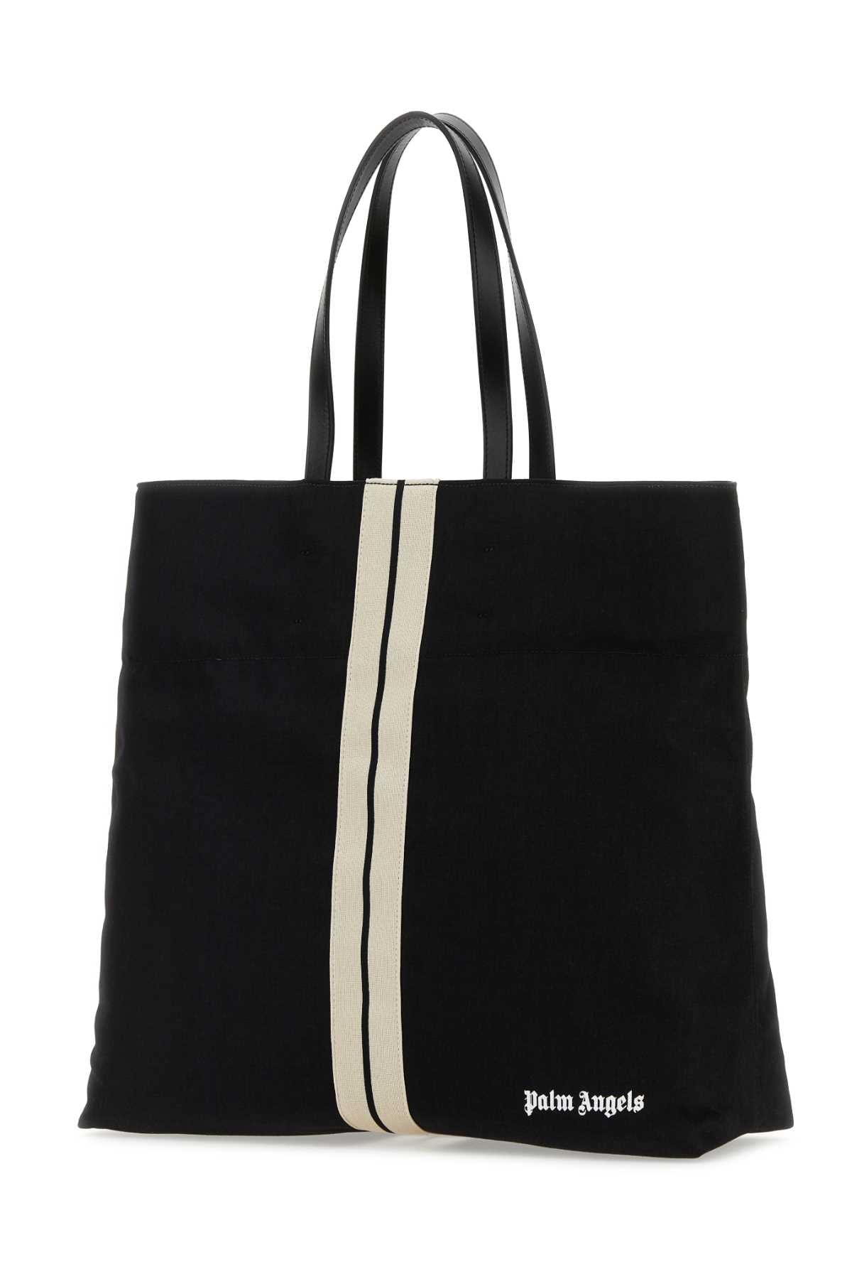 PALM ANGELS Spacious Black Canvas Shopping Handbag - 45cm x 39cm x 16cm