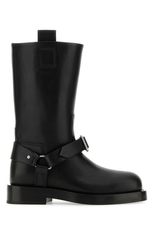 BURBERRY Elegant Black Leather Saddle Boots for Women