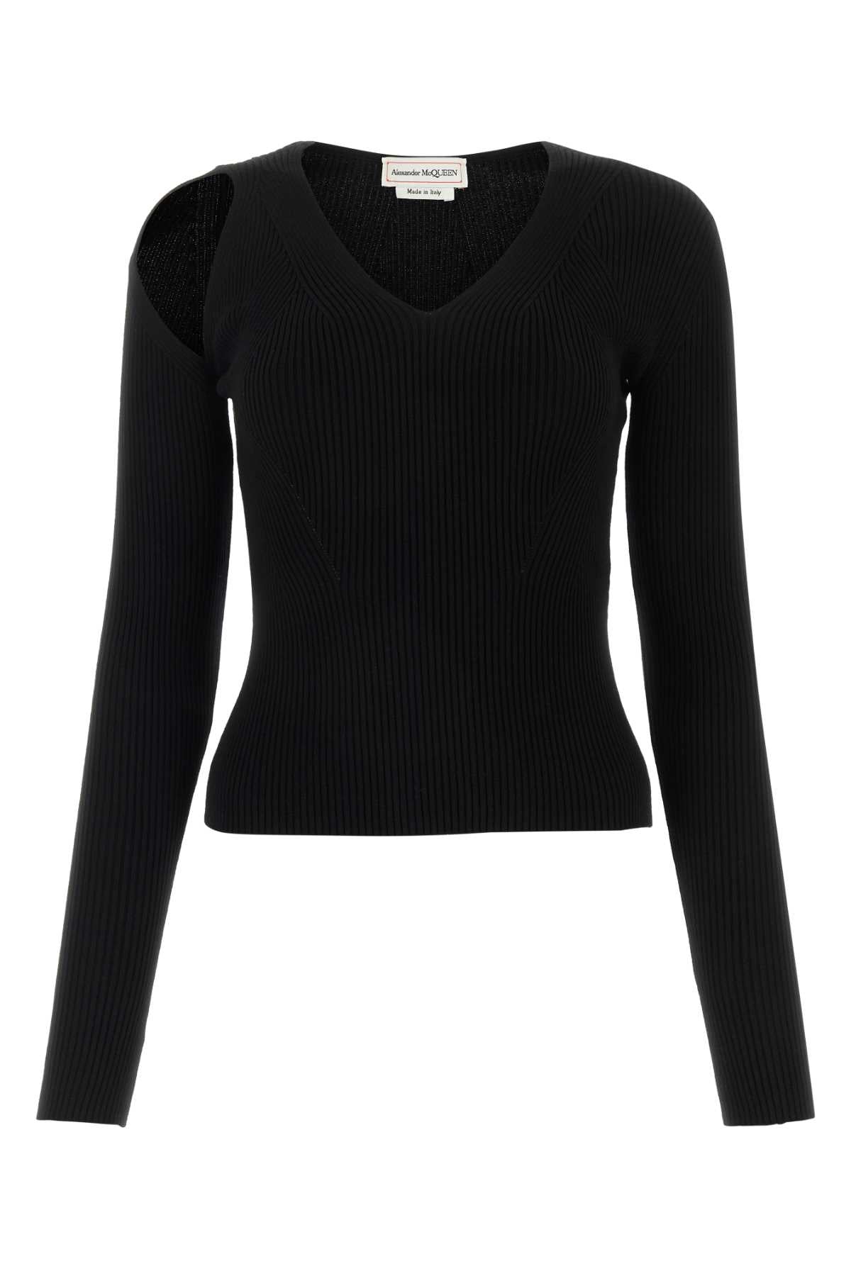 ALEXANDER MCQUEEN Black Wool Blend Sweater