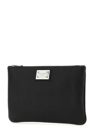 DOLCE & GABBANA Sleek Black Mini Pouch Handbag - 30 cm x 20 cm