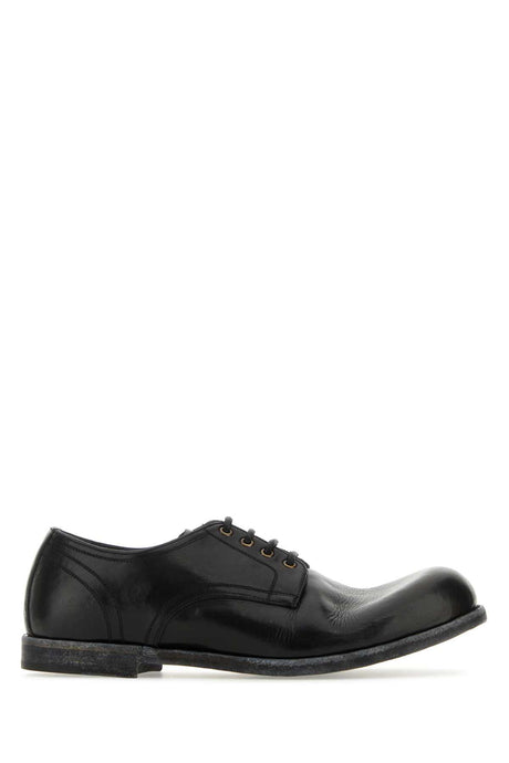 DOLCE & GABBANA Classic Black Leather Lace-Up Shoes for Men