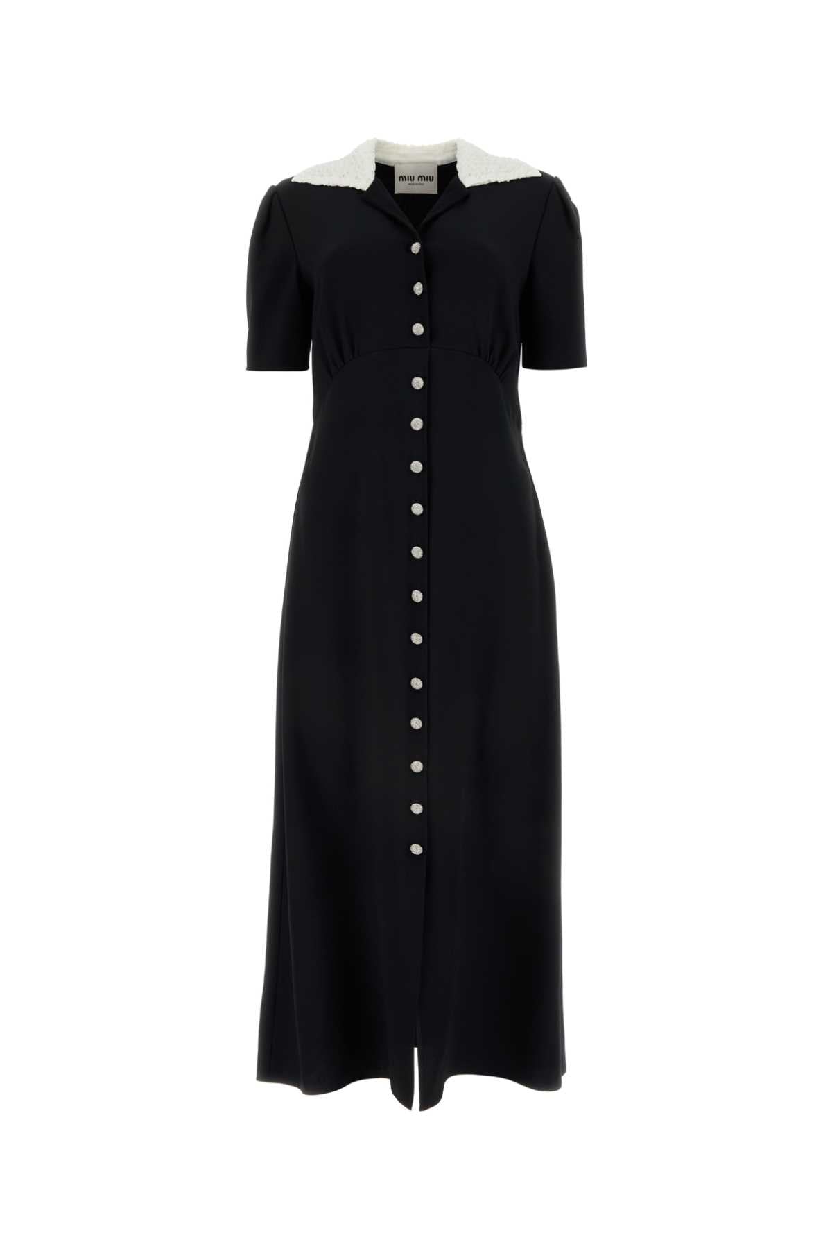 MIU MIU Chic Black Crepe Shirt Dress