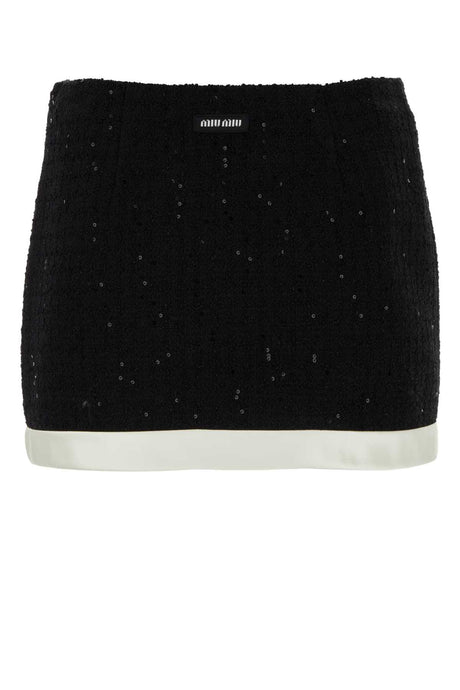 MIU MIU Chic Black Cotton Blend Mini Skirt