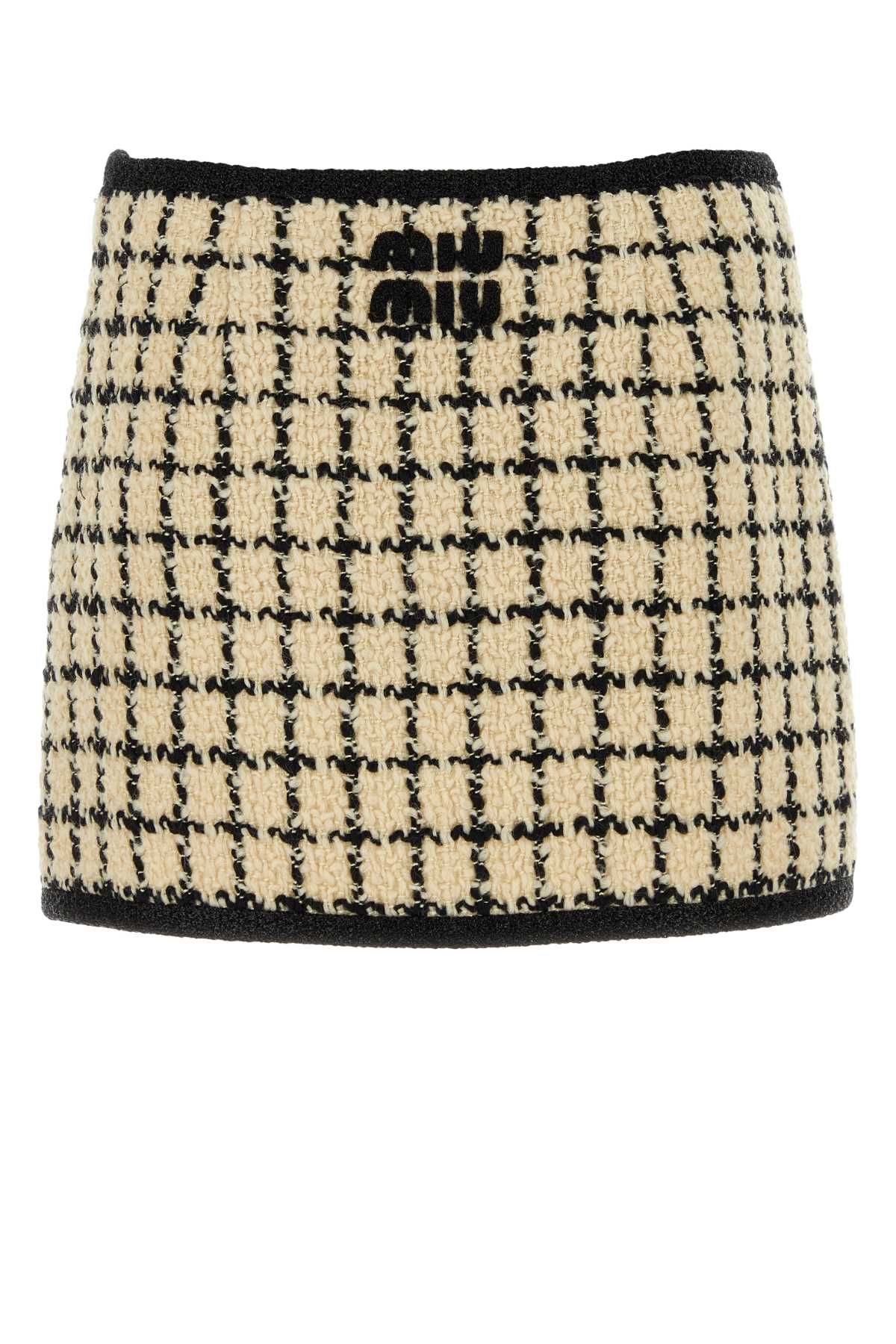 MIU MIU Embroidered Wool Blend Mini Skirt for Women