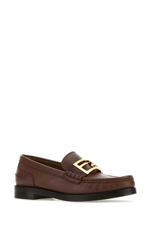 FENDI Stylish Brown Leather Baguette Loafers for Women