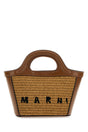 MARNI Mini Two-tone Leather and Straw Tropical Handbag