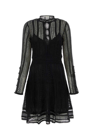 CHLOE Elegant Black Linen Blend Mini Dress