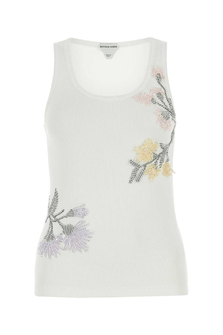 BOTTEGA VENETA Essential White Stretch Cotton Tank Top