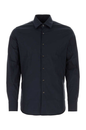 PRADA Midnight Blue Stretch Poplin Shirt for Men