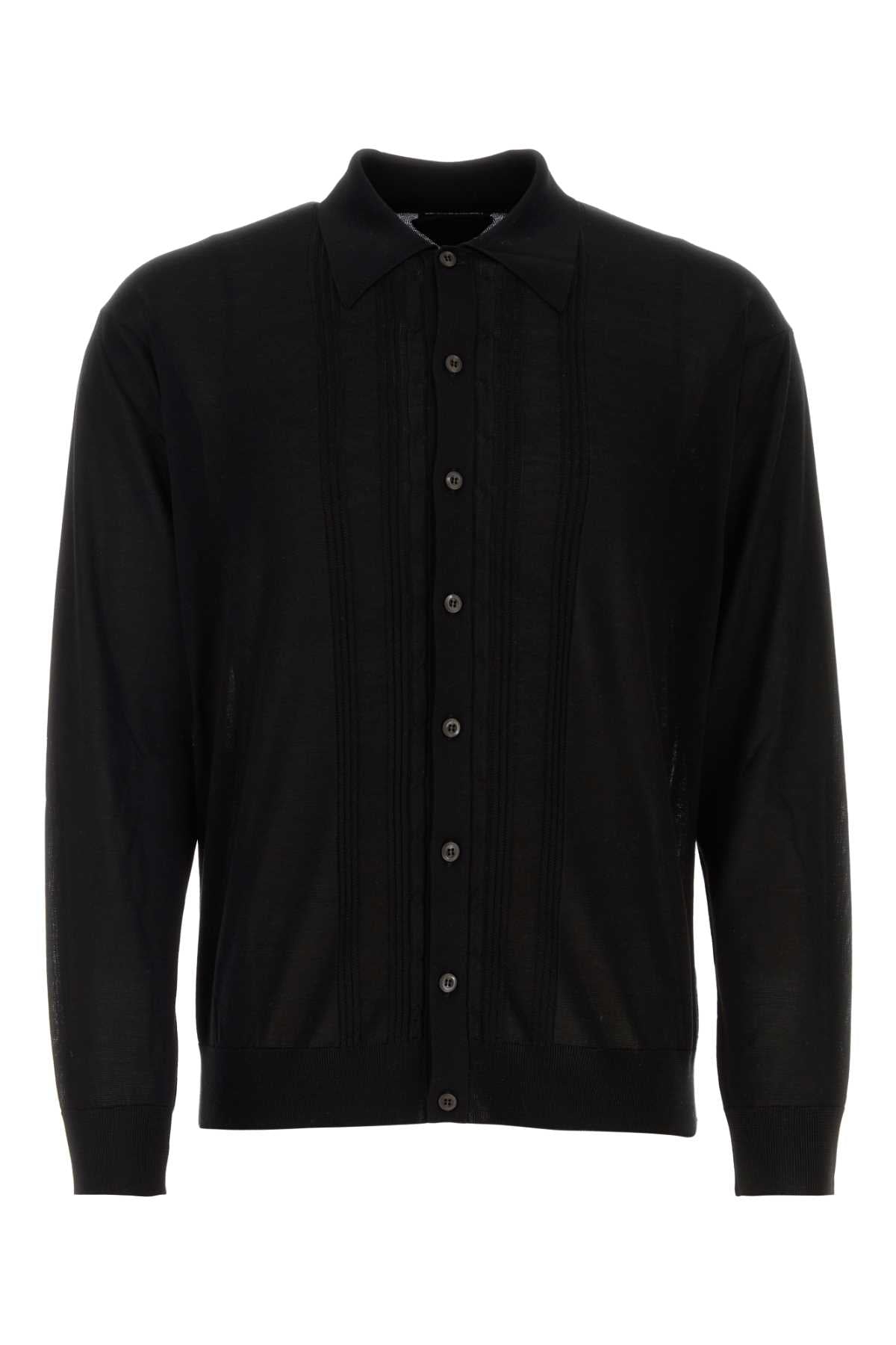 PRADA Elegant Black Silk Cardigan for Men - 24S Collection