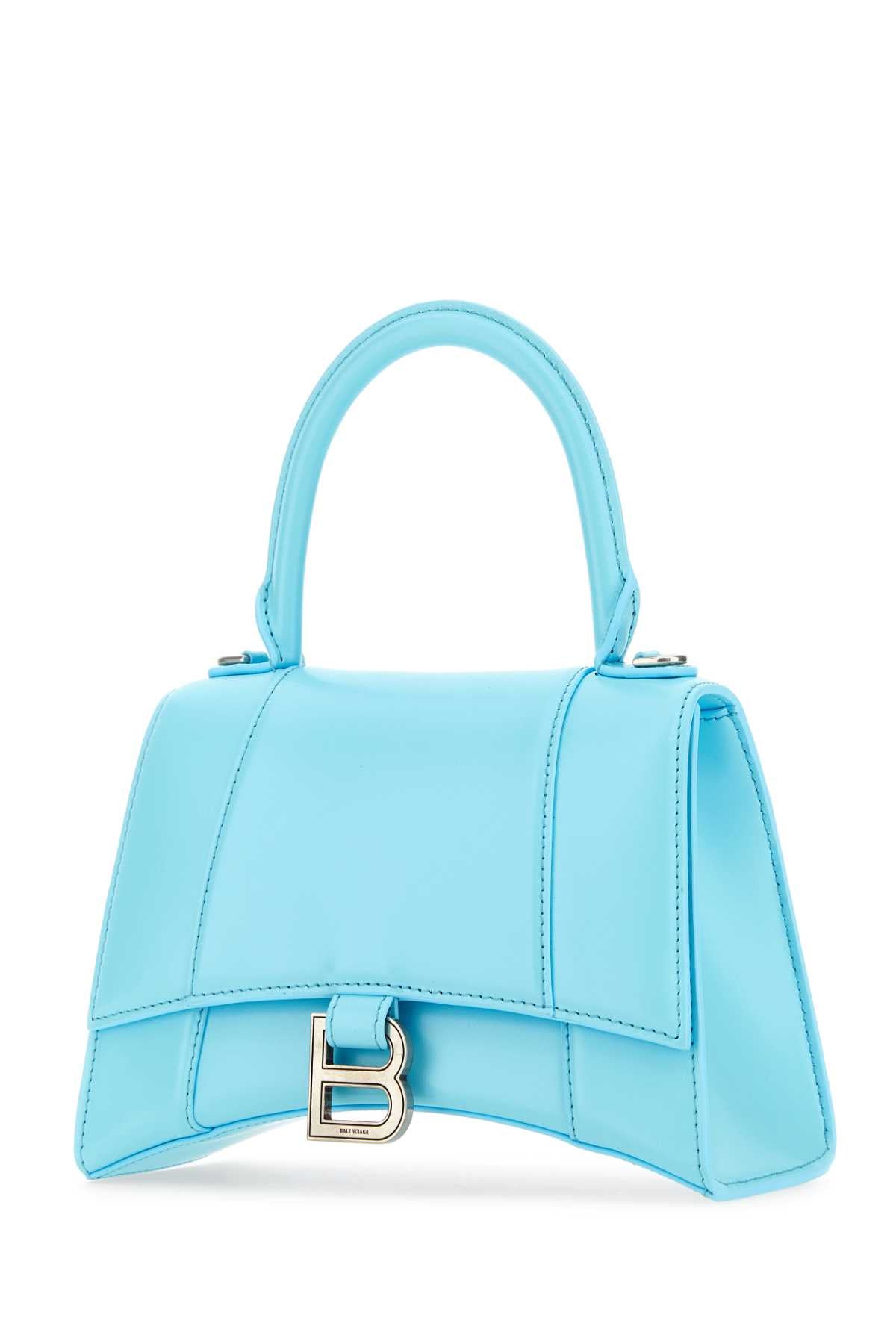 BALENCIAGA Mini Light Blue Leather Hourglass Handbag