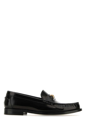 VERSACE Elegant Black Leather Medusa 95 Loafers for Women