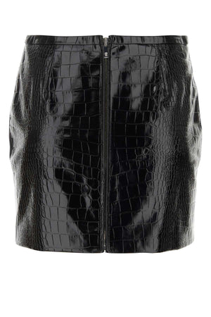 VERSACE Chic Black Leather Mini Skirt