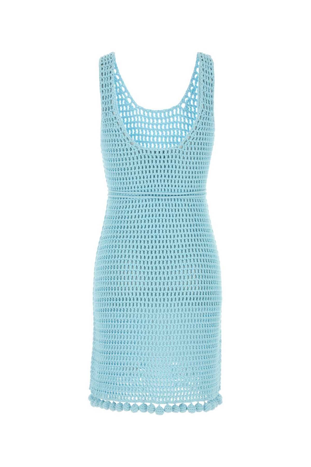 BURBERRY Chic Light Blue Crochet Mini Dress