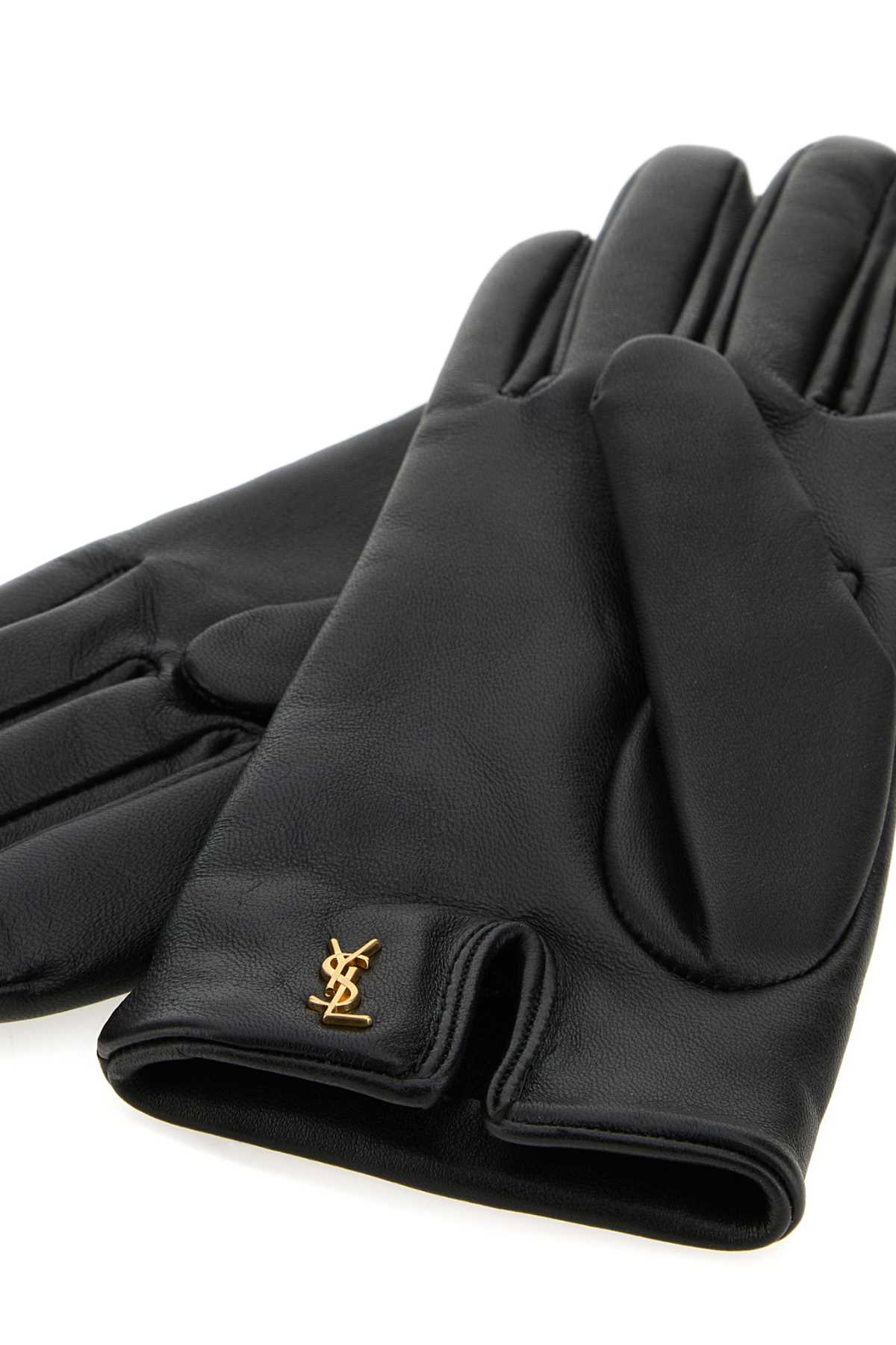 SAINT LAURENT Elegantly Chic Black Leather Gloves