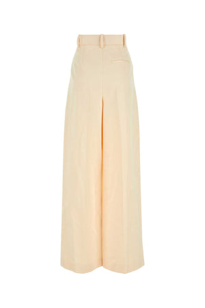 KHAITE Ivory Cotton Blend Wide-Leg Teyana Pant