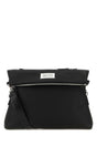 MAISON MARGIELA Classic Black Leather Mini Crossbody Handbag - 42 cm x 37 cm