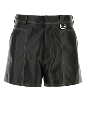 FENDI Stylish Black Leather Bermuda Shorts for Men