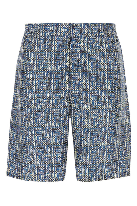 FENDI Printed Silk Bermuda Shorts - Mini Length