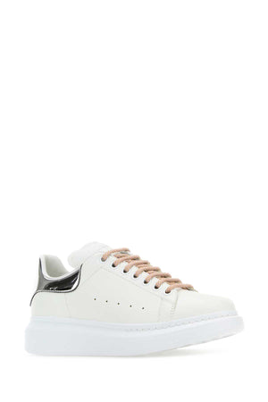 ALEXANDER MCQUEEN Leather Sneakers with Silver Heel