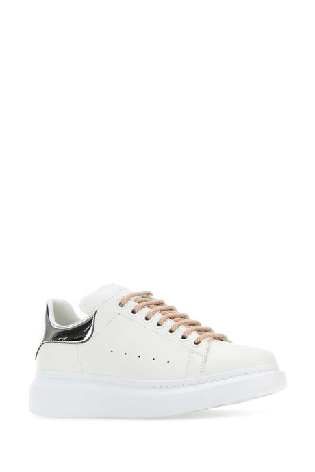 ALEXANDER MCQUEEN Leather Sneakers with Silver Heel