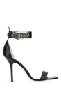 DSQUARED Elegantly Crafted Black Leather Sandals with 10 cm Heel